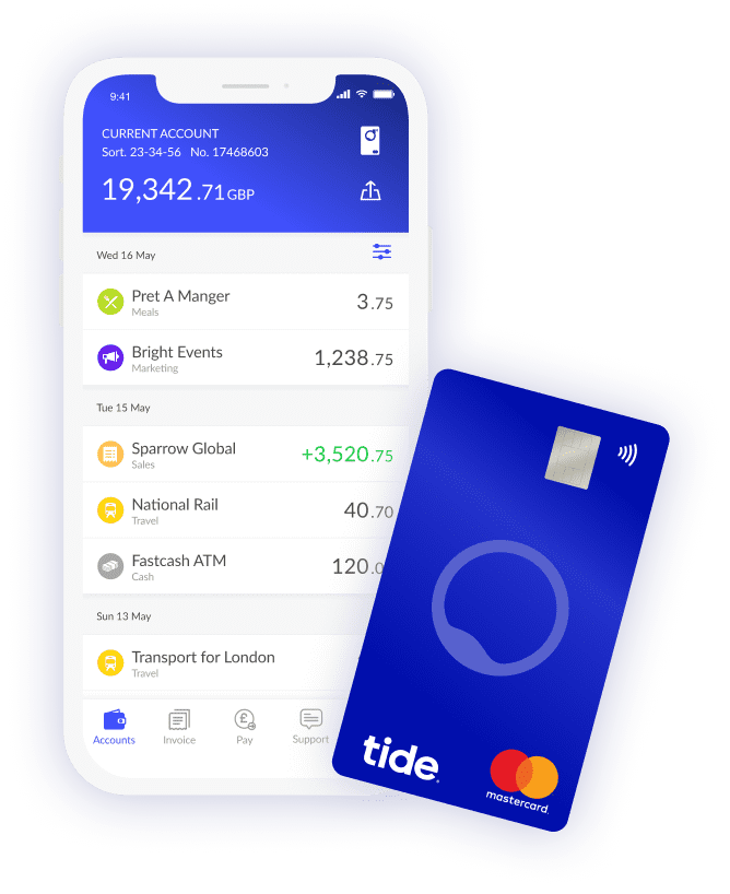 Tide app and Mastercard
